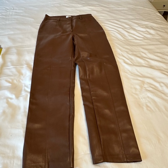 Wilfred Brown Vegan Leather Pants NWOT Size 8 - Picture 5 of 7